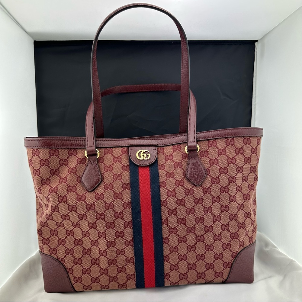 Gucci Ophidia Medium Tote Bag in Burgundy New with DUSTBAG